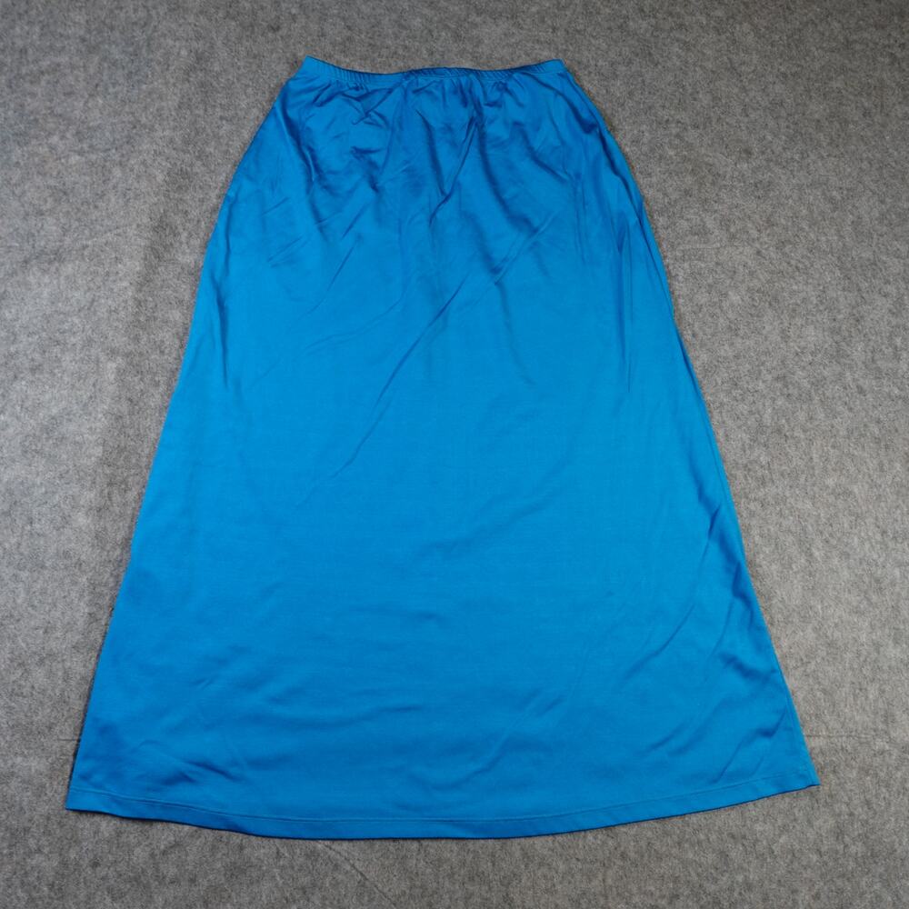 Ralph Lauren Skirt Womens Large Midi Nylon A-Line Pull On Knit Blue Stretch